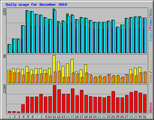 Daily usage for December 2019