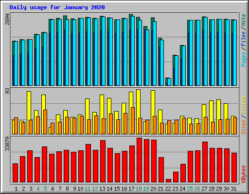 Daily usage for January 2020