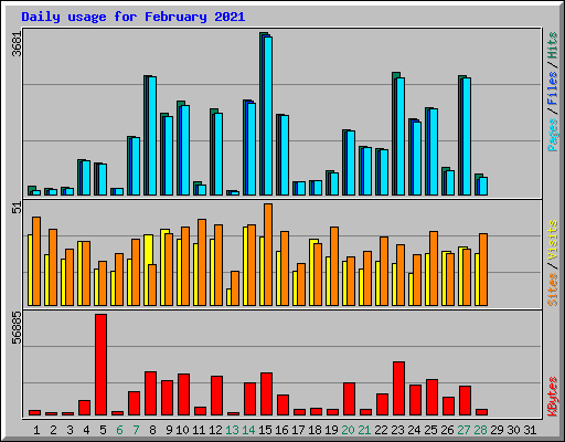 Daily usage for February 2021