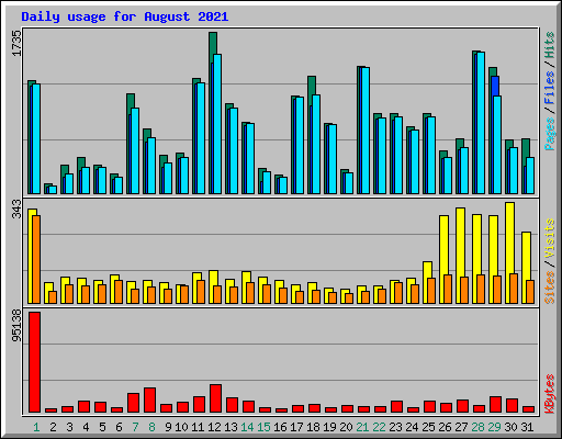 Daily usage for August 2021