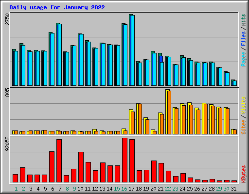 Daily usage for January 2022