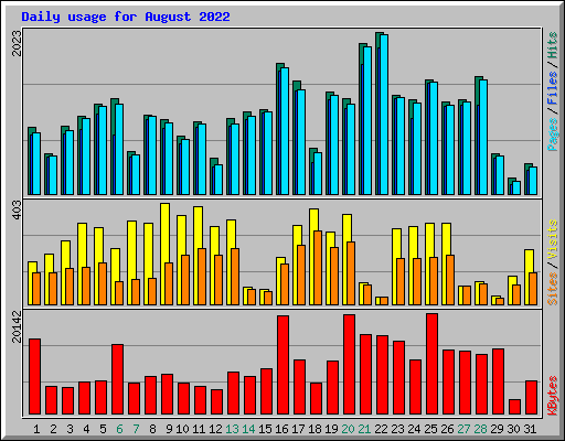 Daily usage for August 2022
