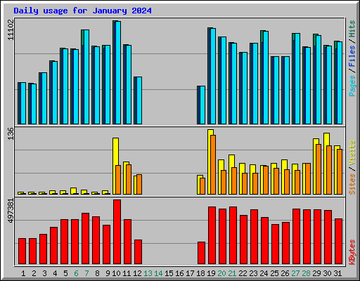 Daily usage for January 2024
