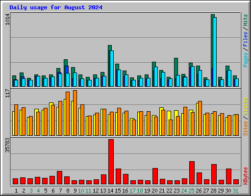 Daily usage for August 2024
