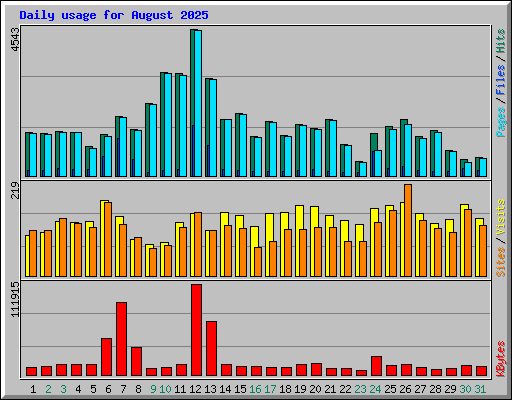 Daily usage for August 2025