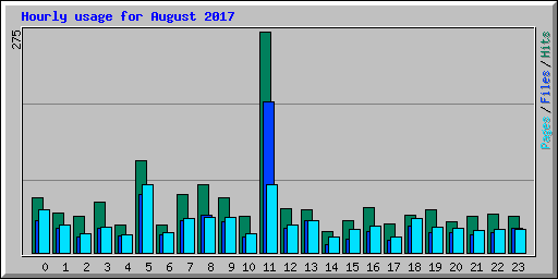 Hourly usage for August 2017