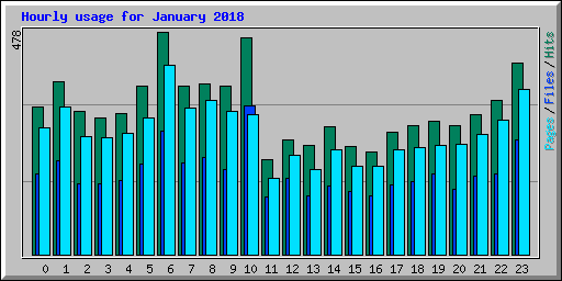 Hourly usage for January 2018