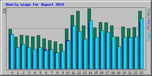 Hourly usage for August 2018